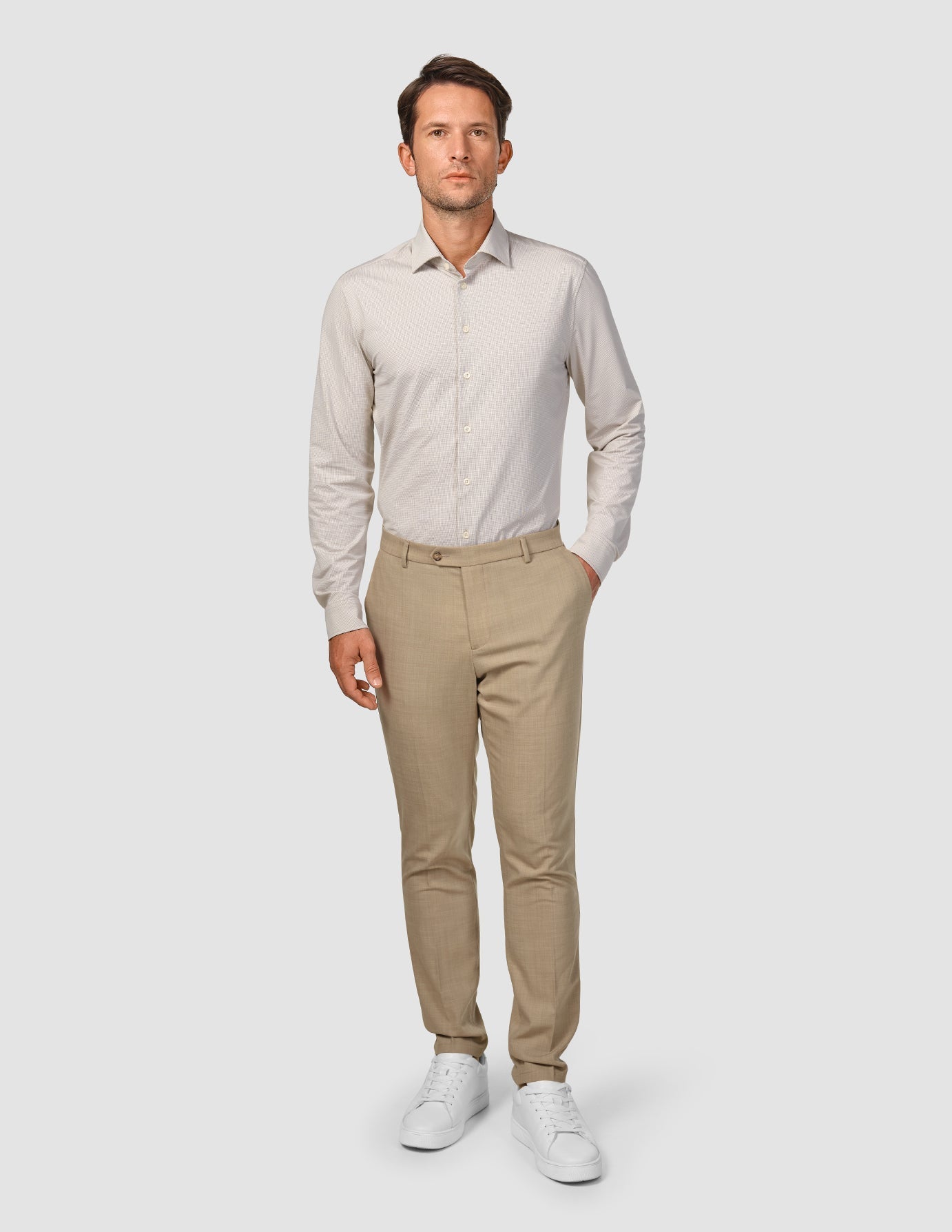 Tech Wool Suit Pants Slim Sand